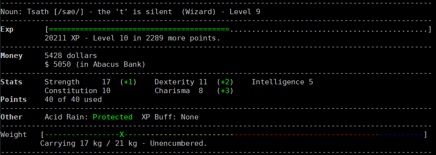 Example of the score command using colours.